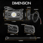 UTV Dome Light 12V Wired, Interior Dome Light with Switch Waterproof Universal LED Roll Bar Mount Roll Cage Lights Cab Map Lights for UTV Polaris RZR Ranger SXS - White/Amber