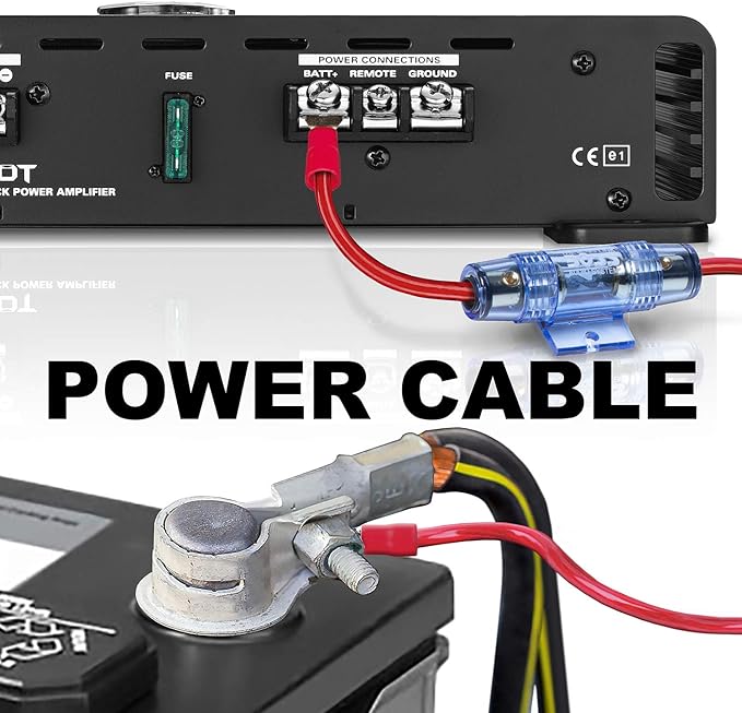 KIT2 8 Gauge Complete Car Amplifier Installation Wiring Kit with Power Cables, Ground Cables, Turn-On Wire, Speaker Wire, Terminals