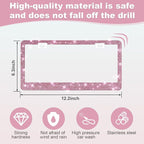 2 Pack Bling License Plate Frames for Women, Sparkly Rhinestone Diamond Car Accessories with Glitter Crystal Caps (Dark Pink)