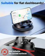 Dash Cell Phone Car Mount, Multifunctional Car Dashboard Mobile Phone Holder, 360 Rotatable Universal Dash Mounted Car Phone Stand Hands Free, Compatible with iPhone, Samsung, Google, Android