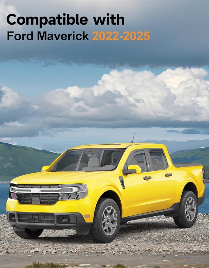 in-Channel Window Rain Guards Fit for Ford Maverick 2022 2023 2024 2025 2026 Rain Guard Extra Durable Window Deflectors Visors Truck Vent Visors Vent Shades Car Accessories