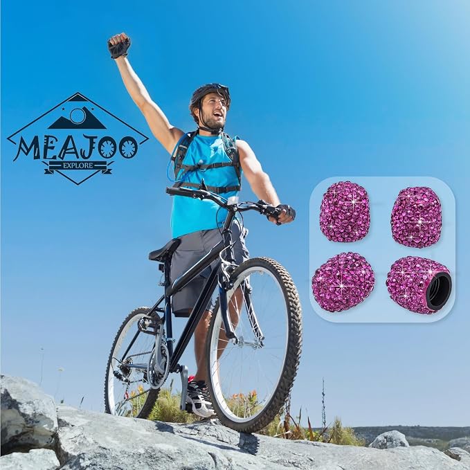 8PCS Bling Crystal Diamond Tire Stem Valve Caps, Dustproof Universal Tire Valve Stem Covers for Cars, SUV, Trucks, Bikes, Motorcycles, Bicycles (Magenta)