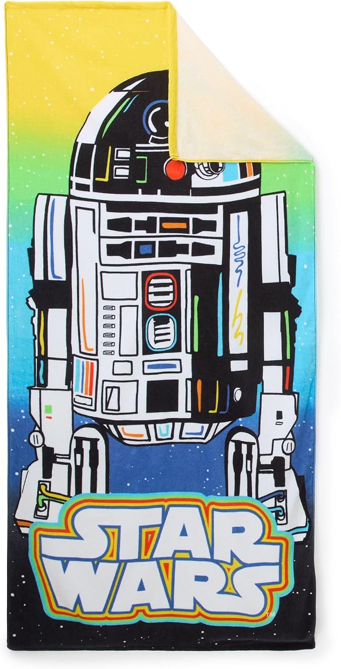 Store Official R2-D2 Beach Towel with Star Wars Logo & R2-D2 Screen Art on Topside - Measures 29" x 58" - Soft & Absorbent for Pool or Beach - Bath Towels for Star Wars Gifts & Droid Gifts