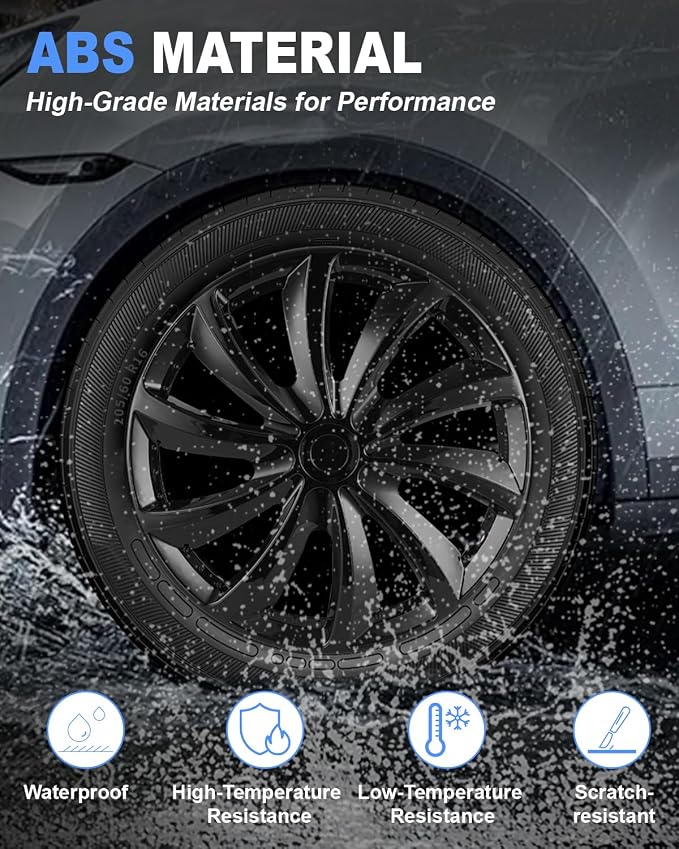 Hubcap Wheel Covers Hub Caps 16 Inch Set of 4 Black & Silver Universal Wheel Rim Cover R16 Stylish Car Decor Wheel Covers for Toyota Camry Nissan Mazda (black-11, 16 inch)