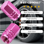 8PCS Tire Valve Stem Caps, with Rubber O-Ring, Corrosion Resistant Leak-Proof, Aluminum Alloy Universal Wheel Valve Covers for Cars, SUV, Trucks, Bikes, Motorcycles, Bicycles(Pink)
