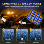 Car Interior LED Lights Accessories with 194 168 T10 / BA9S / DE3175 6418 211-2 578 Festoon Adapters, 48-SMD Panel Lamps for Dome Map Door Trunk Courtesy License Plate Lights (Amber Yellow)