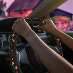 Vintage Mushroom Steering Wheel Cover for Women Men Neoprene Breathable Botanical Floral Wheel Cover Protector Anti-Slip Car Accessories Universal 15 Inch Fit for Cars Trucks Vehicles