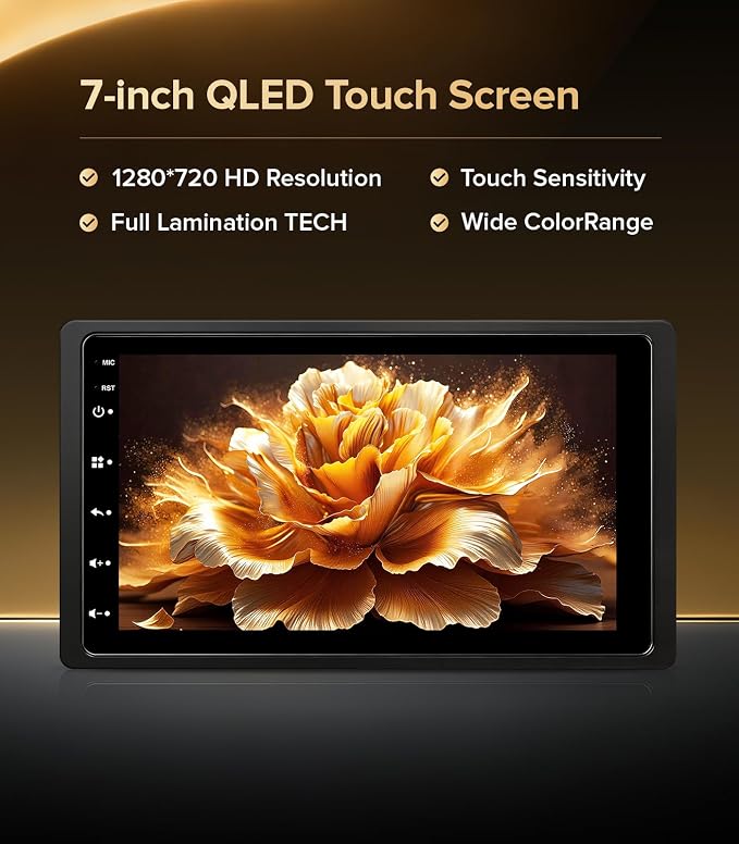 7 Inch Android 13 Double Din Car Stereo | Wireless CarPlay Android auto Mirror Link,Bluetooth,GPS,WIF, Android 13,FM/AM Tuners,Include 1080P Cam,Retain OEM SWC+Cam