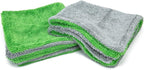 Dreadnought Jr. Microfiber Car-Drying Towel, Superior Absorbency, Trucks and SUVs, Double-Twist Pile, One-Pass Vehicle-Drying Towel - Pack of 2, Green/Gray (16 inch x 16 inch)