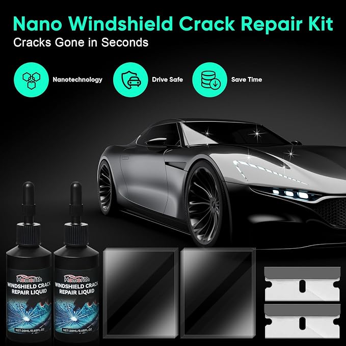 2 Pack Windshield Chip Repair Kit - 2026 Upgrade Glass Repair Kit, Car Windshield Crack Repair Kit for Fix Windows, Mirrors, Glasses, All Crack Types