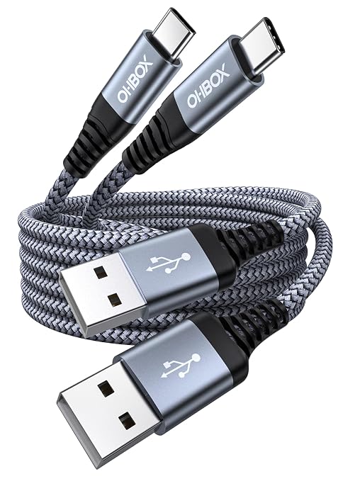 USB to USB C Cable 60W Fast Charging [2 Pack 6FT], USB A to USB C Cable for CarPlay, Durable Braided USB Type C iPhone Charger USBC Cord for iPhone 17/16/15/Pro Max/Plus, Samsung Galaxy S23 and More