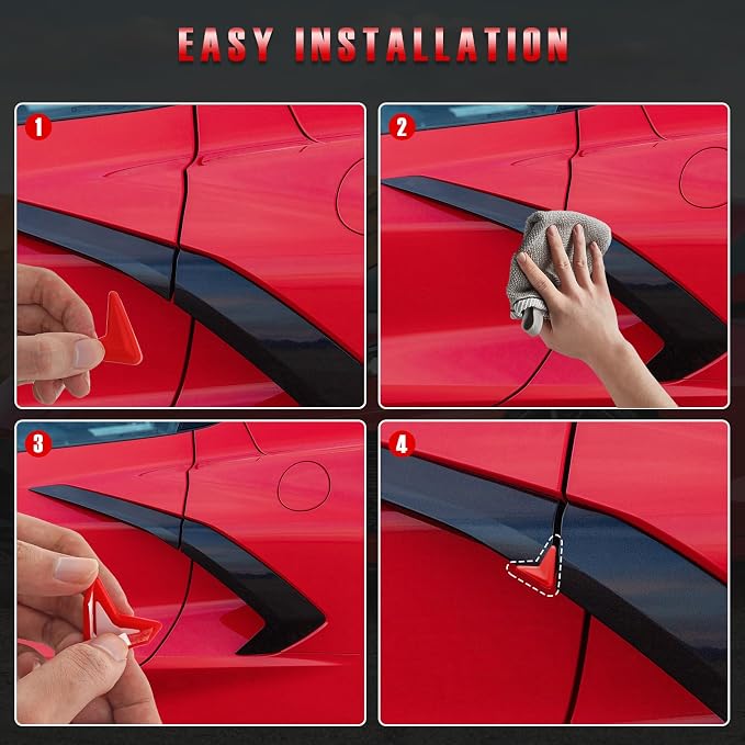 Car Door Edge Guards,Car Door Corner Protector Pads Compatible with Corvette C8 Stingray Z06 Z51 2020 2021 2022 2023 2024,Door Middle Protrusion,V-Shaped Anti-Collision,Red