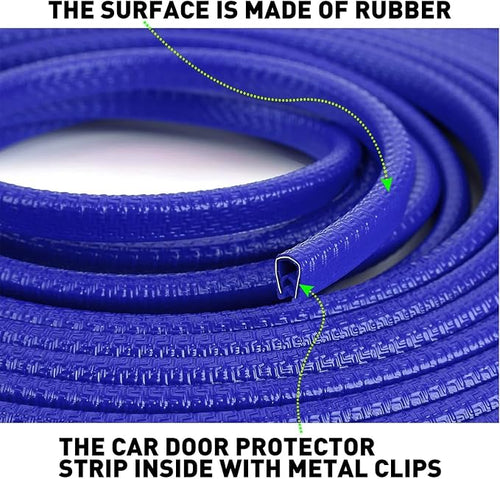 19.7Ft(6M) Blue Car Door Edge Guards, U-Shape Rubber Door Protector Edge Strip,Easy to Cut No Need Adhesive Fit for Most Vehicles