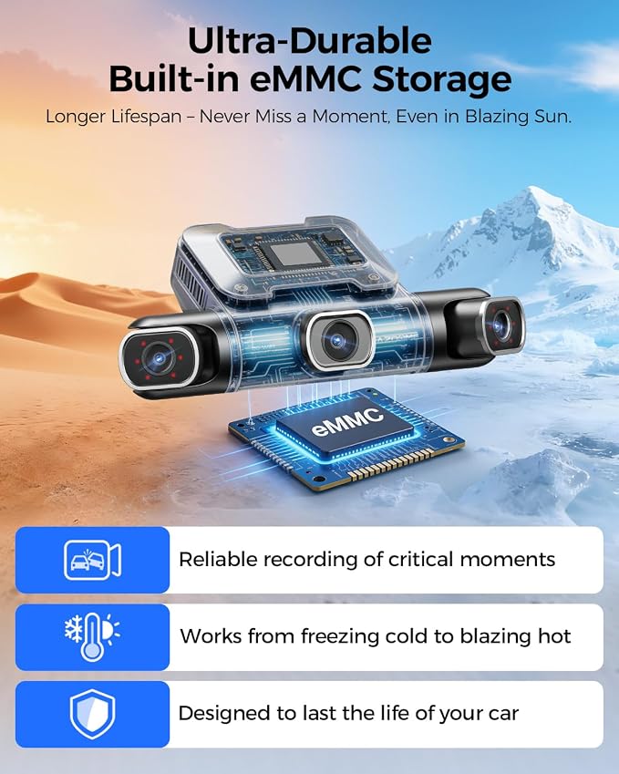 360° 4 Channel Dash Cam Front and Rear Inside, Built-in 128GB eMMC, 2K+1080P*3 Dashcam, Left Right, Voice Control, 5G WiFi Dash Camera for Cars with 4 Adjustable Lenses, IR Night Vision, M660