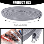 16.4Ft (5M) Car Door Edge Guards, Rubber U Shape Automotive Door Entry Guard Protector Strip, No Glue Required, Universal Vehicle Doors Edge Trim, Exterior Car Accessories (Gray, 16.4FT)