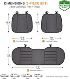 3-Piece Car Seat Cushion Set, 1.2inch Memory Foam Comfort, 2 Front Automotive Seat Cushions + Rear Bench Cushion, Non-Slip Bottom, Fits Sedan SUV Truck Van, Car & Office Chair, Dark Grey