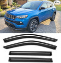 2017-2026 Tape-On Side Window Deflector Visors Compatible with Jeep Compass Smoke Tinted Rain Guards 2018 2019 2020 2021 2022 2023 2024 2025