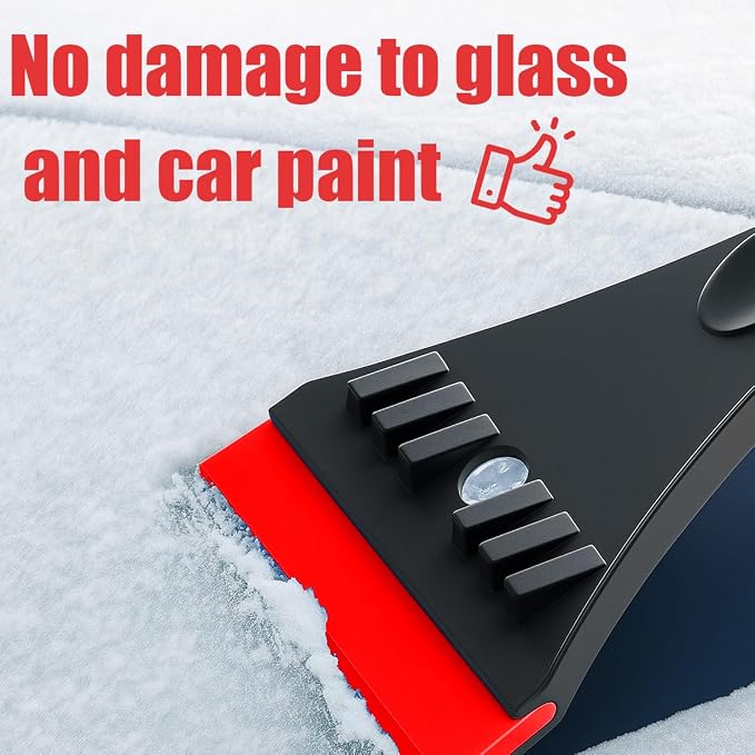 36" Car 3-in-1 Snow Brush, Detachable Extendable Vehicle Windshield Ice Frost Scraper with Ergonomic Foam Grip Handle, Automotive Snow Removal Tools, Universal for SUV RV Truck (Red) | Detachable Extendable Vehicle Windshield Ice Frost Scraper with Erg...