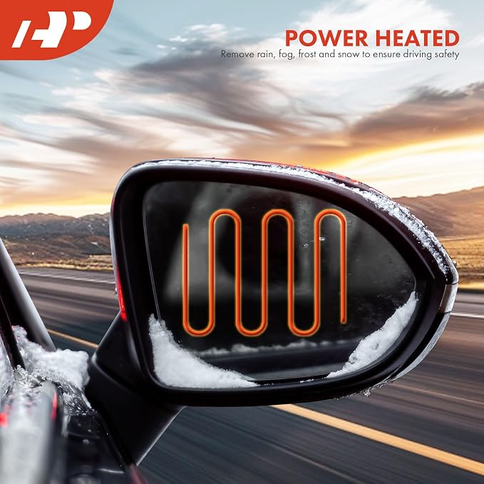 Driver Side Power Door Mirror - Compatible with Kia Soul 2020-2025 - Heated Manual Folding Black Outside Rear View Mirror with Turn Signal Light Blind Spot Detection