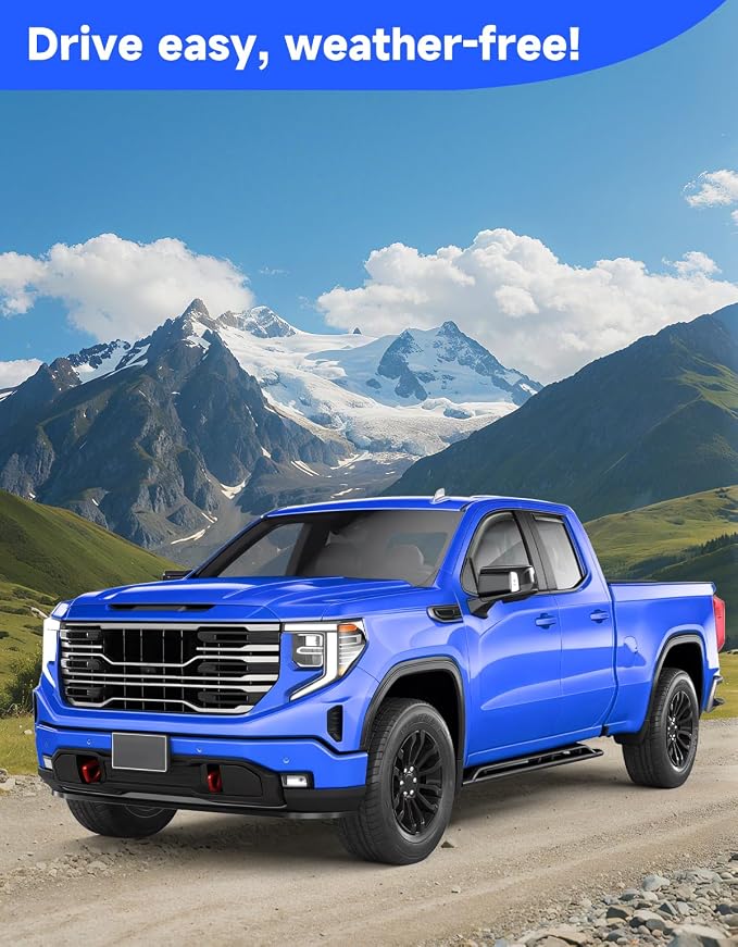 in-Channel Rain Guards Fit for Truck 2019-2026 Chevy Silverado 1500/GMC Sierra 1500 Double Cab, Window Rain Guards Visors Vent Visors Window Deflector Vent Shades Car Accessories -4 pcs