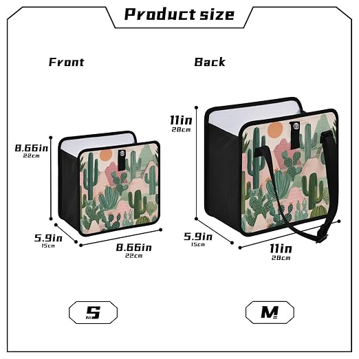 Car Trash Can Organizer Bin with Adjustable Strap for Back Front Seat Console Waterproof Leakproof Collapsible Portable 8.66 Inch Boho Cacti Mountains and Sun