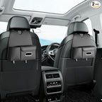 Car Organizer Back Seat, Car Water Cup Travel Tissue Holder Organization Universal car seat Back Storage Sedan SUV Compatible Vehicle Interior Accessories Hand-Sewn car Leather Storage Bag 2pc