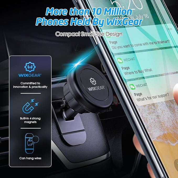 Magnetic Car Mount [2-Pack] - Universal Stick-On Dashboard Magnetic Phone Holder for Car, Strong Magnet Mount for Cell Phones & Mini Tablets with Swift-Snap Technology