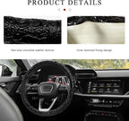 Sun Walker Leather Car Steering Wheel Cover, 15" Anti-Slip Crocodile Pattern Wheel Protector with Rose Grain, Comfortable Grip Steering Wheel Protector Universal for Cars SUVs Trucks (Black)