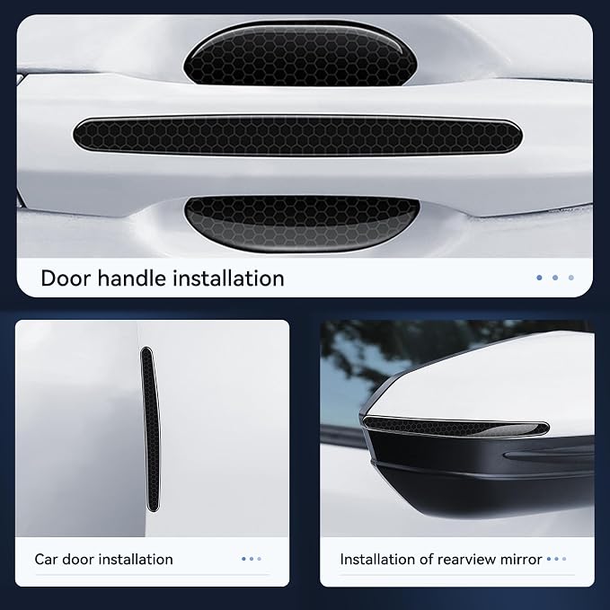 4Pcs Reflective Car Door Handle Bowl Sticker, Car Door Handle Protective Sticker Anti-Scratch, Scratch Collision Protection Guard Universal for SUV Truck RV, Auto Exterior Decor (Black-2)