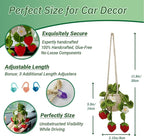 Crochet Hanging Plant for Car,Car Decorations Interior,Plant Strawberry Aesthetic Car Accessories for Women Interior Cute,Car Ornaments Charms for Rear View Mirror,Boho Car Decoration