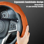Mandark Car Steering Wheel Cover, Suede Sport Vehicle Steer Wheel Protector Fitting 15 Inch, Non-Slip Comfortable Automotive Interior Decoration Accessories, Universal for Most Cars (Orange)