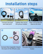 PZK Car Phone Holder for Toyota Tacoma 2016-2023 Accessories Custom Vent | 3rd Gen Tacoma Magnetic Car Phone Mount Compatible with Magsafe Hands Free 360° Rotation Phone Stand for All Smartphones