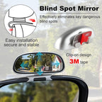 Clip on Blind Spot Mirror, HD Glass Frameless Convex Rear View Mirrors Exterior Accessories with Wide Angle Adjustable Stick for Car SUV and Trucks, Silver