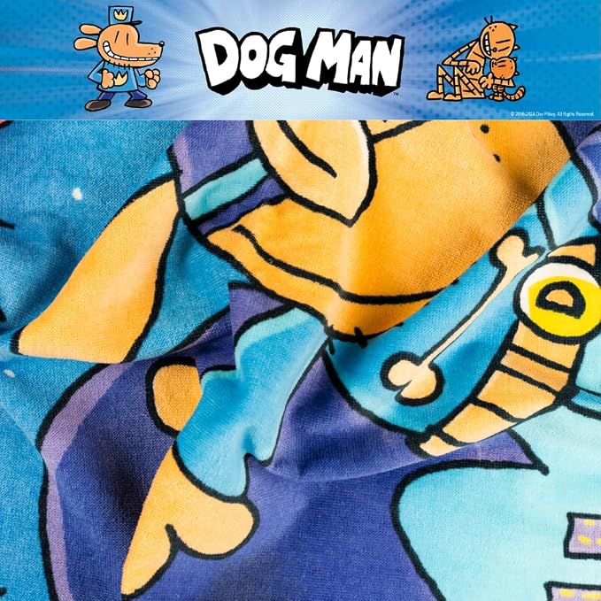 Dog Man Supa Cop & Petey Book Kids Super Soft Cotton Bath/Pool/Beach Towel, 58 in x 28 in, (Offically Licensed Product) By