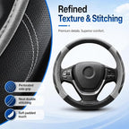 Steering Wheel Cover for 14.5" to 15" Wheels, Soft Padded Grip with Anti-Slip Inner Lining, Breathable Comfort for Daily Driving, Easy Stretch Fit for Cars, SUVs and Trucks, Black/Gray