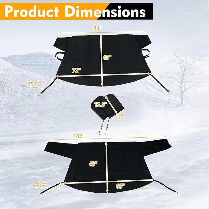 Windshield Cover, 600D Oxford Automotive Windshield Snow Cover for Ice, Snow, Frost & Sunlight, Vehicle Window Protector Windscreen Shield with Mirror Cover for Sedan & Medium SUVs