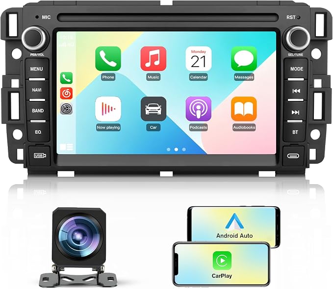 4Core Car Radio Stereo for Chevy Silverado GMC Sierra 2007-2013, Android 13 with CarPlay Android Auto Bluetooth GPS Navigation 5GHz WiFi with Backup Camera