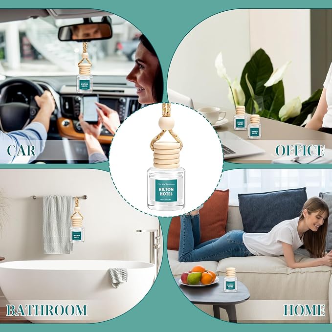 Premium Scent Car Air Freshener, 6 Pack Hotel Scent Collection Diffuser Set, Long Lasting Luxury Fragrance Essential Oil Aromatherapy, Hanging Air Freshener for Car Interior Accessories Unisex