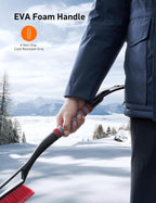 2 Pack 27" Snow Brush and Ice Scrapers for Car Windshield, Detachable Snow Scrapers with Ergonomic Foam Grip for Cars, Trucks, SUVs (Heavy Duty ABS, PVC Brush, Orange)