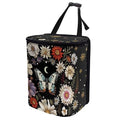Butterfly Daisy Moon Print Car Trash Can with Lid, Leak Proof Auto Trash Bag Hanging Vehicle Garbage Can Multipurpose Storage Container for Back Seat Road Trip
