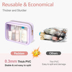 Clear Makeup Bag - TSA Approved Toiletry Bag for Carry-on & Checked Luggage, Water Resistant Car Storage Organizer with Reinforced Seams