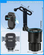 Cup Phone Holder for Car [2 in 1 Upgraded] Universal Car Cup Holder Phone Mount Long Adjustable & Rotatable Arm, Sturdy No-Shake Design, Fit with iPhone 4-7 inches Smartphones & Big Bottle