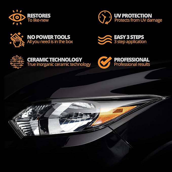 Ceramic Headlight Restoration Professional Detailer Pack (20 Ceramic Wipes) - Brings Headlights Back to Like New Condition - Step 3 Only (Pack of 2)