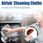 Airlab Glass Polishing Cloth Streak Free Miracle Cleaning Cloth Lint Free Microfiber Cleaning Rags for Glasses Kitchen Dish Mirrors Easy Clean, Pack of 8, 16" x 12", Grey-Yellow & Grey-Blue