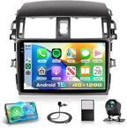 4G+128G Android 15 Car Stereo for Toyota Corolla 2008-2013 with Canbus, Car Radio Wireless CarPlay Android Auto, GPS 5G-WiFi 9 Inch INCELL Screen Bluetooth FM/RDS EQ + HD Backup Camera