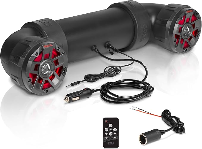 UTV4BRGB ATV Sound System - 4 Inch Speakers, Tweeters, IPX5 Weatherproof, Bluetooth, Built-in Amplifier, Multi-Color Illumination
