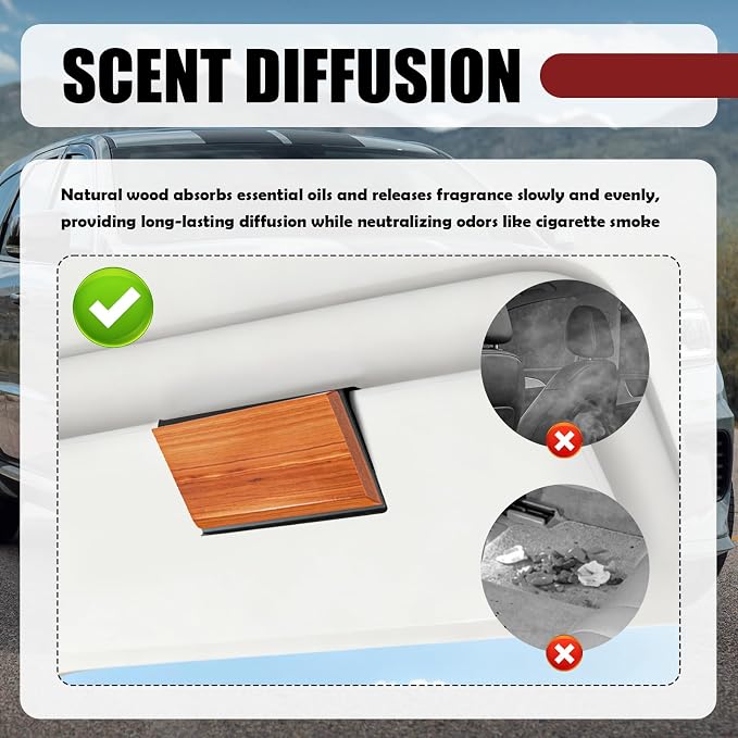 Wood Car Air Freshener,Magnetic Wood Car Fresheners Long Lasting for Absorbing Unpleasant Smells,Reusable Wooden Cars Freshener Cars Interior Accessories for Truck & SUVs (Coconut)
