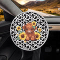 Highland Cow Steering Wheel Sun Shade Cover Sun Foil Anti-Heat Steering Wheel Cover Sunflower Pattern Steering Wheel Sun Heat Shield for SUV Truck Van