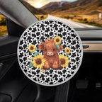 Highland Cow Steering Wheel Sun Shade Cover Sun Foil Anti-Heat Steering Wheel Cover Sunflower Pattern Steering Wheel Sun Heat Shield for SUV Truck Van
