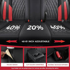 Black Red Car Seat Covers Full Set - Faux Nappa Leather Seat Covers for Cars, Breathable Waterproof Front Seats with Lumbar Support and Rear Seat Cover, Fit for Automotive Sedans SUVs Pickups